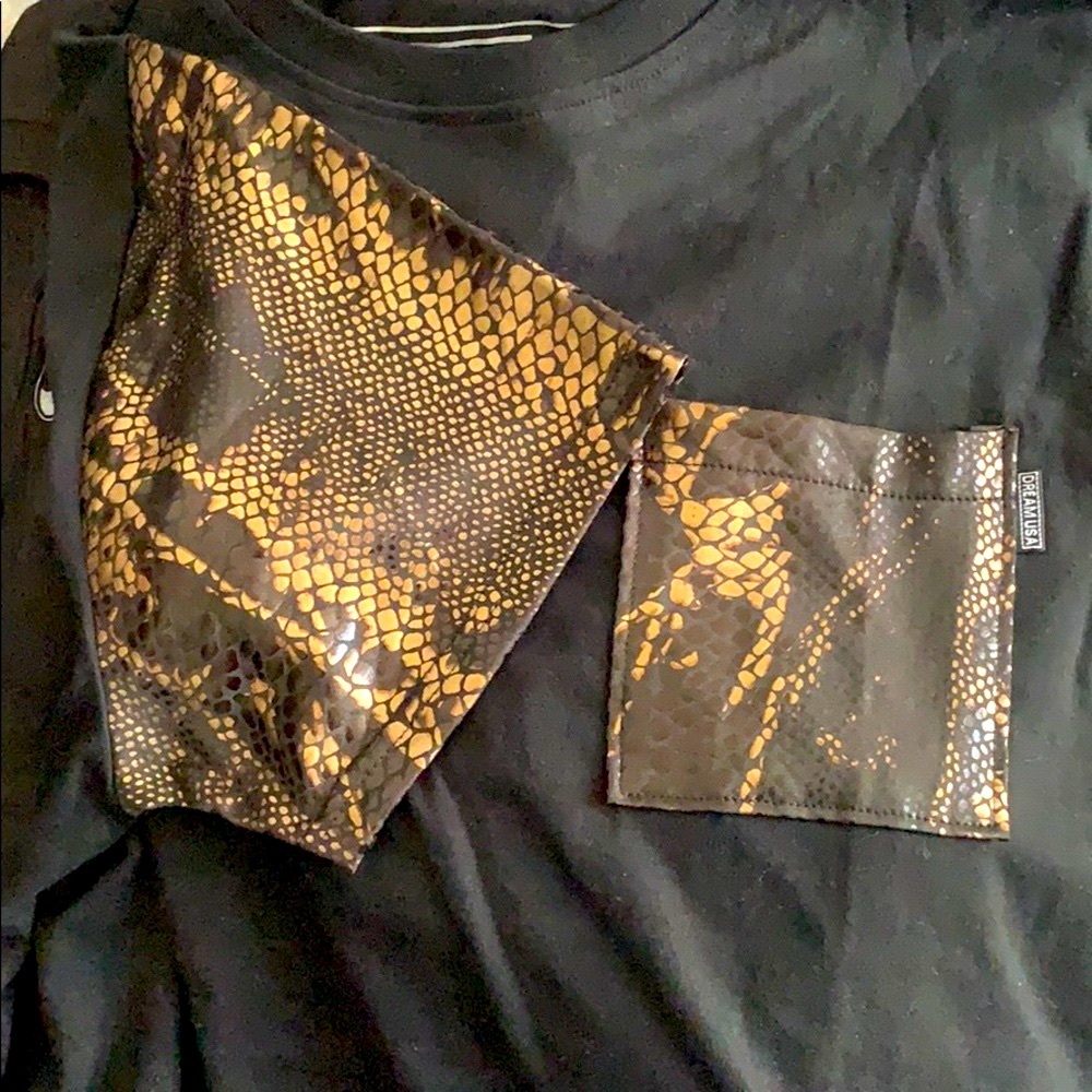 Dream USA Black Python print Pocket Tee